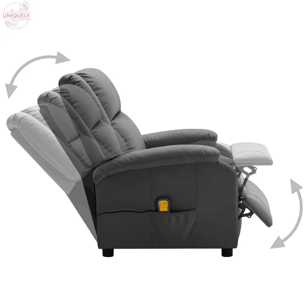 Massage Recliner Anthracite Faux Leather Doba