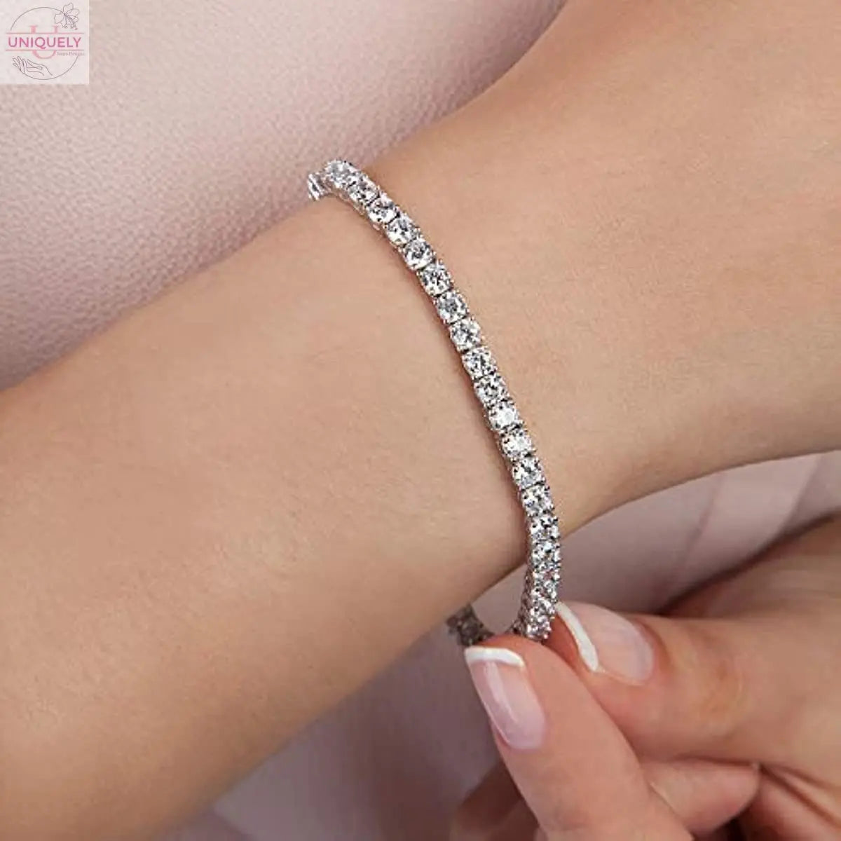 PAVOI Classic Tennis Bracelet | Silver Bracelets for Women | Size 6.5-7.5 Inch 