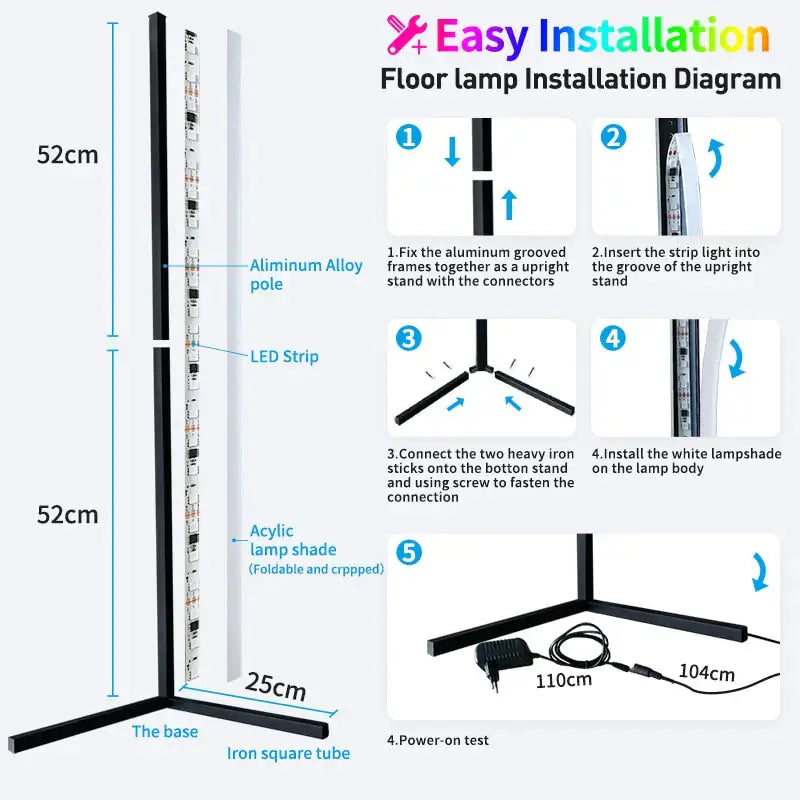 RGB Corner Floor Lamp Uniquely Yours Designs