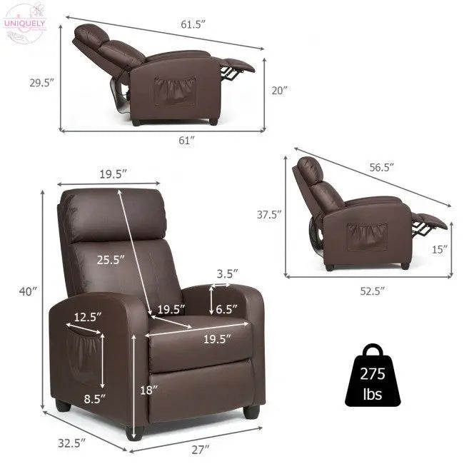 Recliner Sofa Wingback Chair with Massage Function Doba