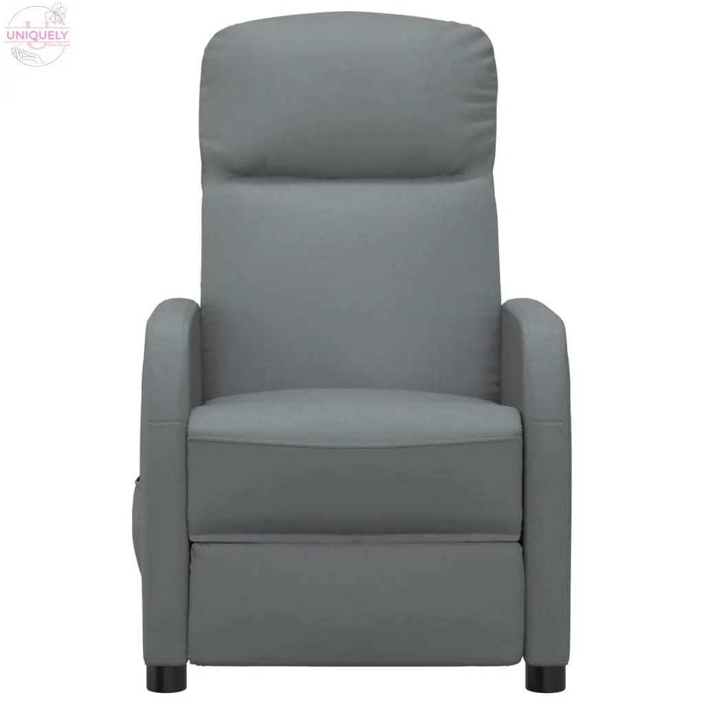 Reclining Chair Anthracite Gray Faux Leather Doba