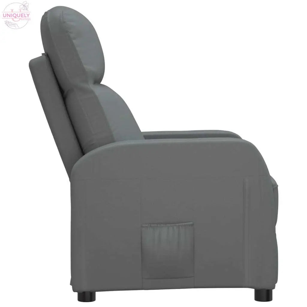 Reclining Chair Anthracite Gray Faux Leather Doba