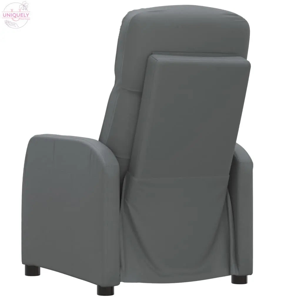 Reclining Chair Anthracite Gray Faux Leather Doba