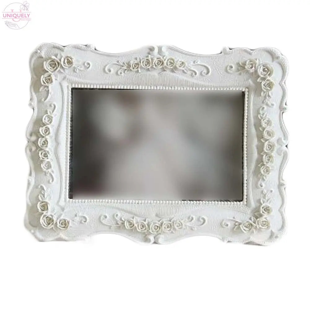 Resin 4x6 Photo Frame Retro Rose Picture Frame Wedding Photo Frame Handmade White Flower Carved Photo Frame Display Doba