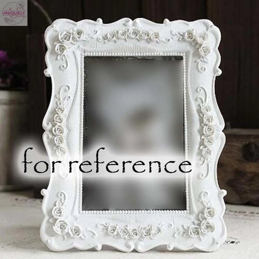 Resin 4x6 Photo Frame Retro Rose Picture Frame Wedding Photo Frame Handmade White Flower Carved Photo Frame Display Doba