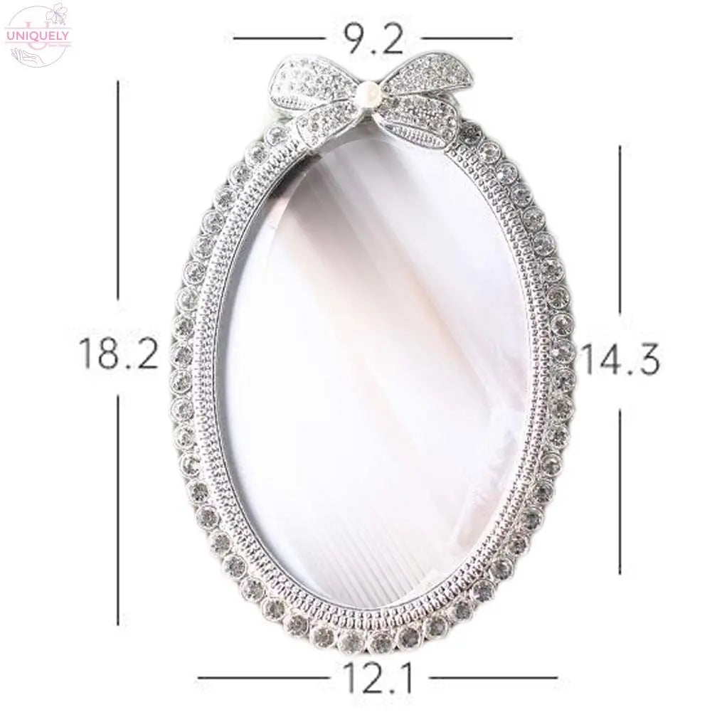 Rhinestone Oval Photo Frame 4x6 Bowknot Wedding Picture Frame Desktop Display Silver Photo Frame Decoration Doba