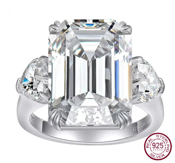 100% 925 Sterling Silver 12CT Emerald Cut Simulated Moissanite Gemstone Wedding Ring Engagement Fine Jewelry for Women