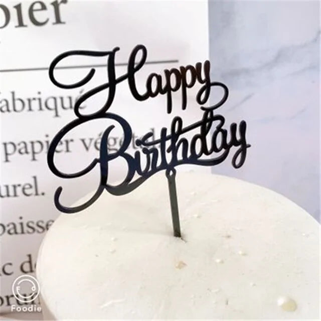 Golden "Happy Birthday" Acrylic Cake Topper Uniquely Yours Designs