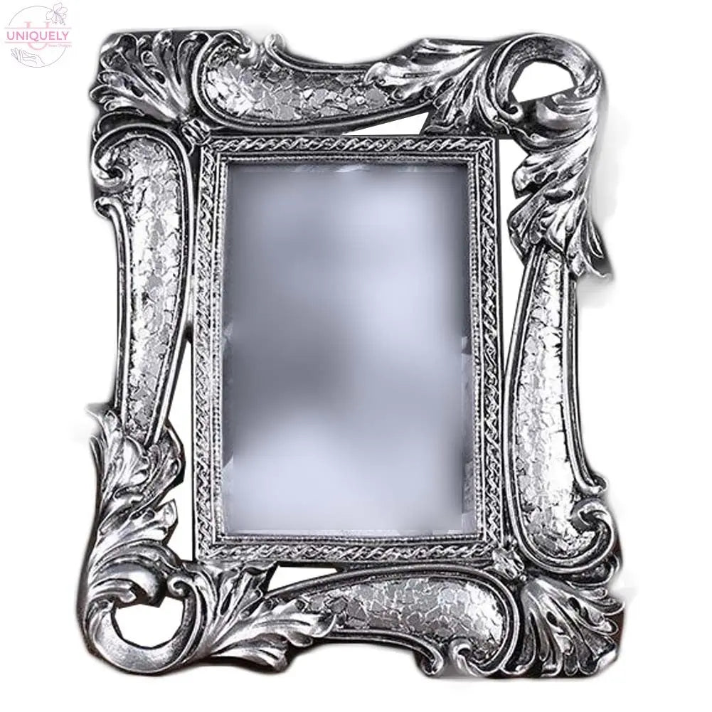 Silver 4x6 Resin Photo Frame Retro Picture Frame Flower Carved Photo Frame Tabletop Display Doba