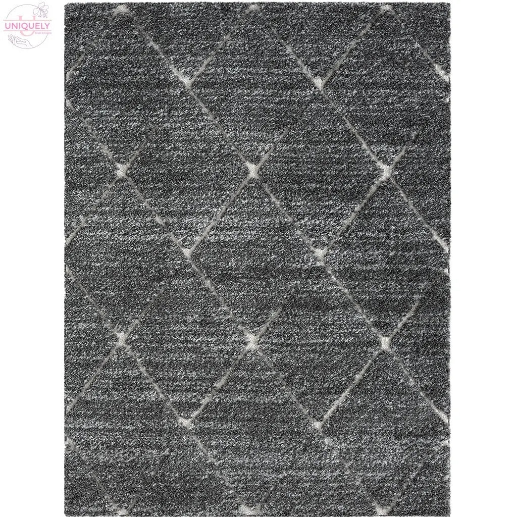 Talas Trellis Area Rug in Grey and Cream Doba