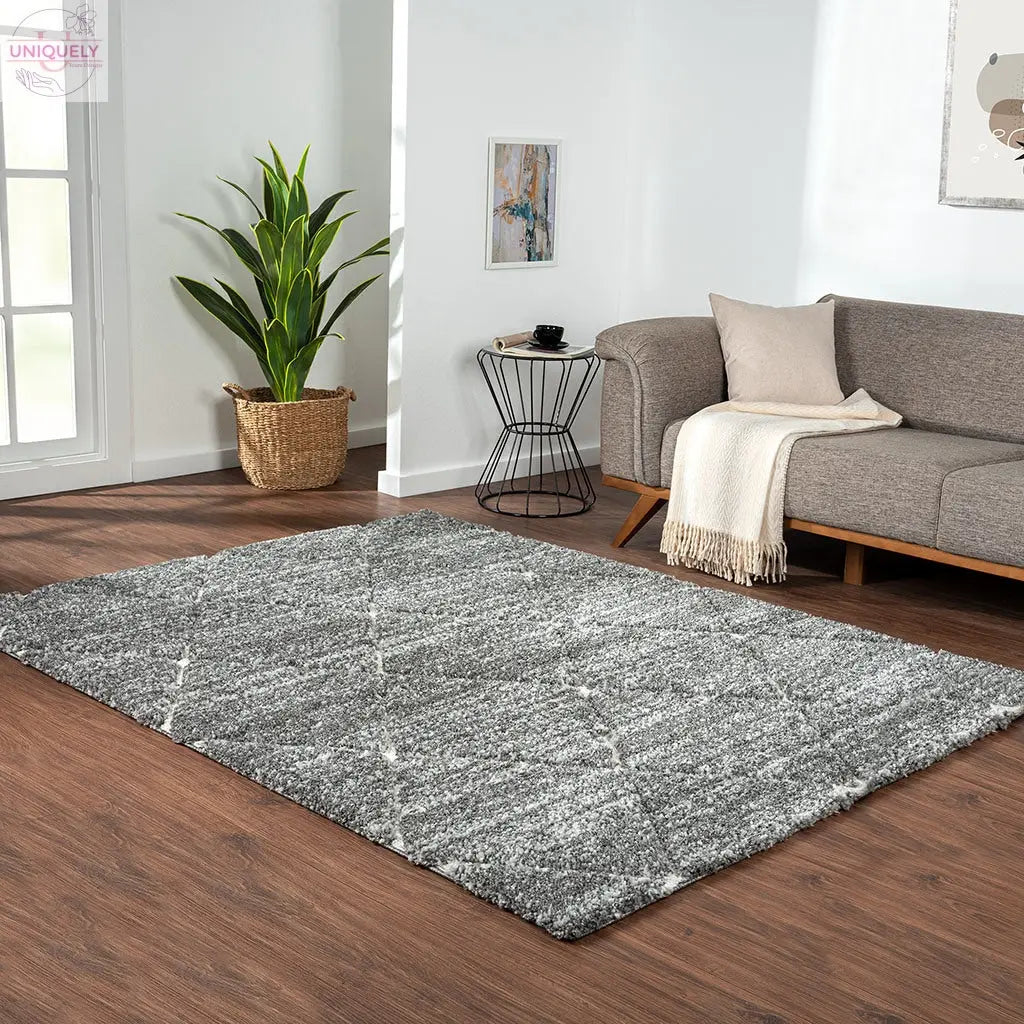 Talas Trellis Area Rug in Grey and Cream Doba