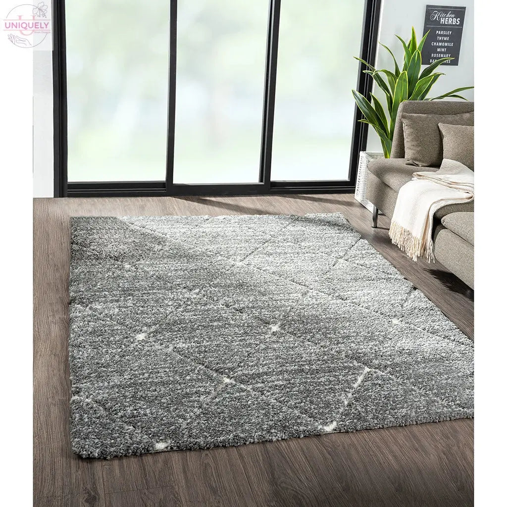 Talas Trellis Area Rug in Grey and Cream Doba