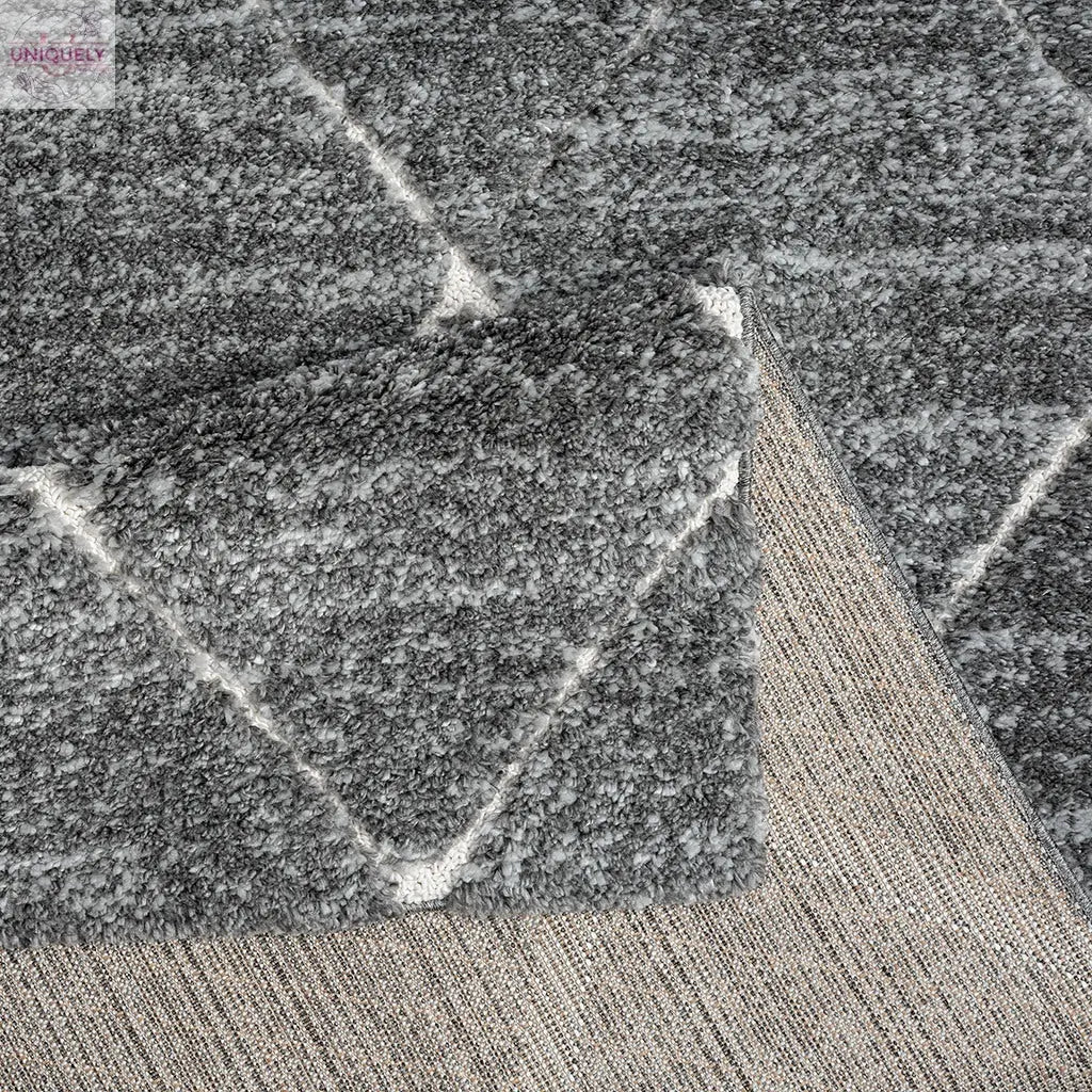 Talas Trellis Area Rug in Grey and Cream Doba