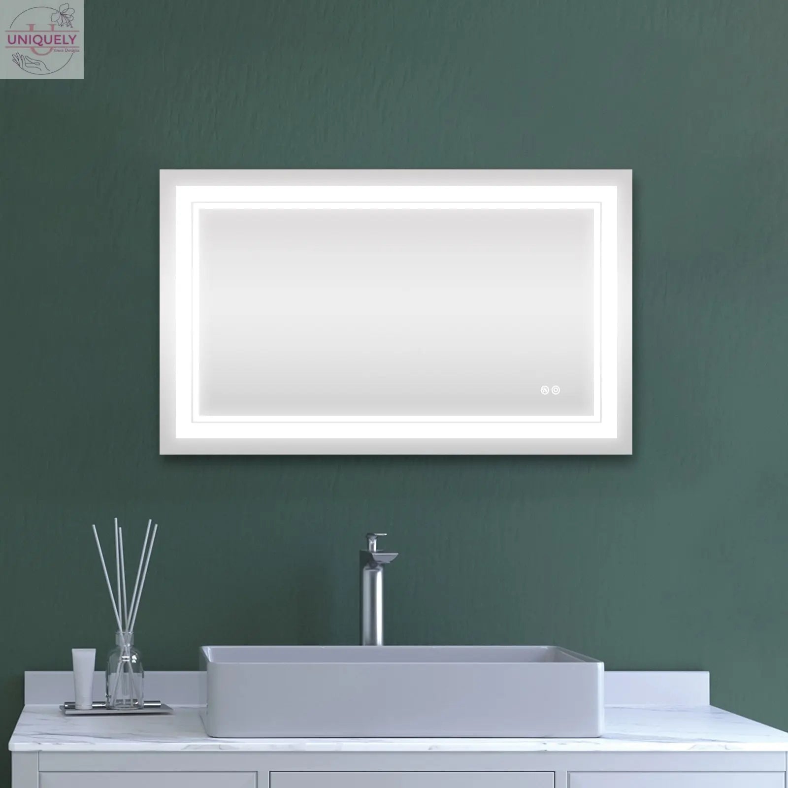 7 Size LED Bathroom Mirror Wall Mounted Vanity Mirror Anti-Fog Mirror Dimmable Lights with Touch Switch(Horizontal/Vertical) Doba