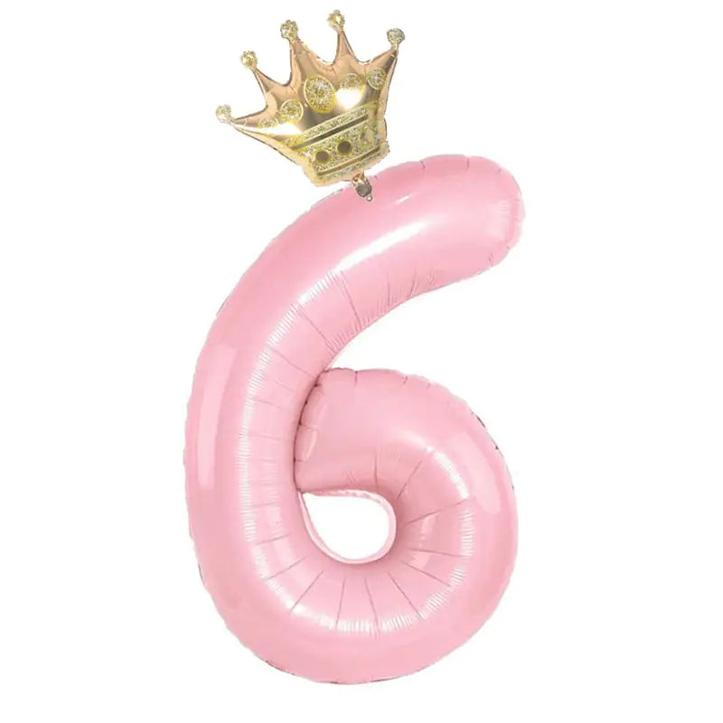 32inch Pastel Baby Blue Pink Foil Number Balloon With Crown 1 2 3 4 5 6 7  Birthday Party Baby Shower Wedding Decoration Uniquely Yours Designs