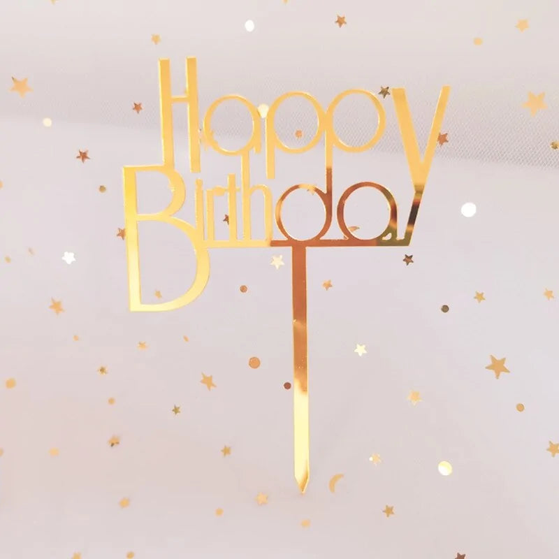 Golden "Happy Birthday" Acrylic Cake Topper Uniquely Yours Designs