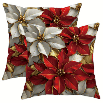 Contemporary 2-Pack Velvet Throw Pillow Covers with 3D Floral Leaf Design