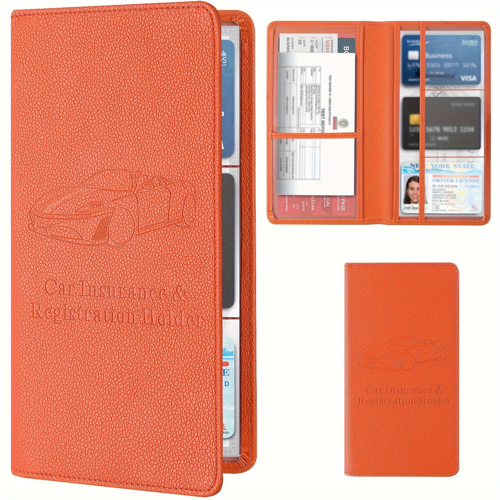 Car Registration & Insurance Card Holder For Men And Women, Auto Glove Box Organizer Document Wallet Faux Leather Manual Folder - Uniquely Yours Designs