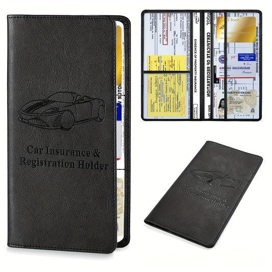 Car Registration & Insurance Card Holder For Men And Women, Auto Glove Box Organizer Document Wallet Faux Leather Manual Folder - Uniquely Yours Designs