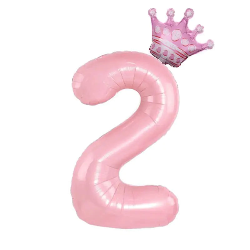 32inch Pastel Baby Blue Pink Foil Number Balloon With Crown 1 2 3 4 5 6 7  Birthday Party Baby Shower Wedding Decoration Uniquely Yours Designs