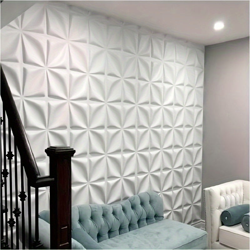 30pcs 3D PVC Matte White Wall Panels, Waterproof Moisture-Proof PVC Wall Panels, Easy To Clean And Free Cutting, For Kitchen Living Room Bathroom Corridor, 11.8*11.8 Inches Uniquely Yours Designs