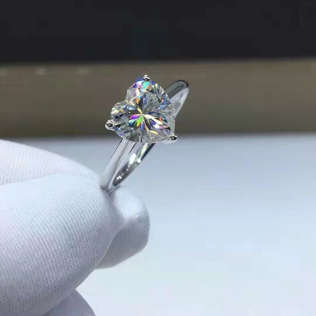 Heart Moissanite Diamond Ring In Platinum - Uniquely Yours Designs