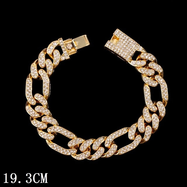 Luxury 12mm Iced Out Cuban Link Chain Bracelet Doba