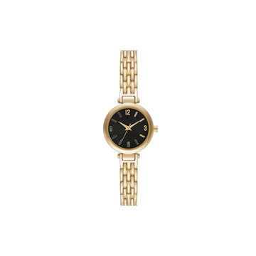 Time & Tru Women's Wristwatch: Gold Tone Bracelet Watch, Black Dial (FMDOTT080) Doba