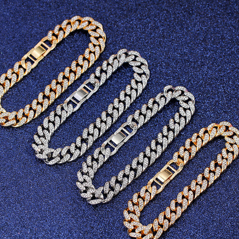 Luxury 12mm Iced Out Cuban Link Chain Bracelet Doba