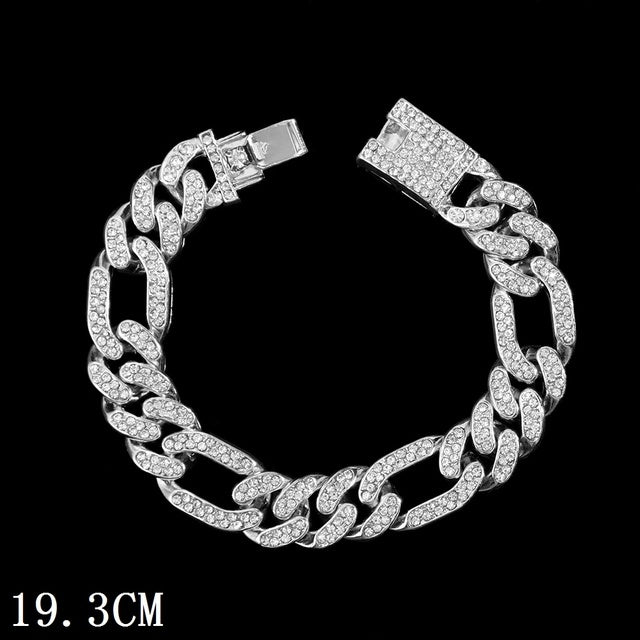 Luxury 12mm Iced Out Cuban Link Chain Bracelet Doba