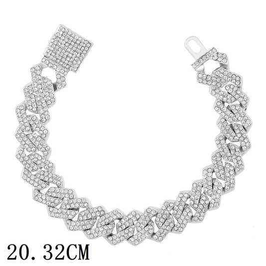 Luxury 12mm Iced Out Cuban Link Chain Bracelet Doba