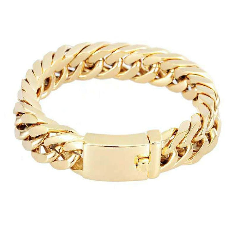 Curb Chain Bracelet Hip Hop Luxury Designer Stainless Steel Bracelet Bracelet for Men Gold Plated Jewelry Pulsera Hombre Doba