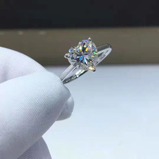 Heart Moissanite Diamond Ring In Platinum - Uniquely Yours Designs