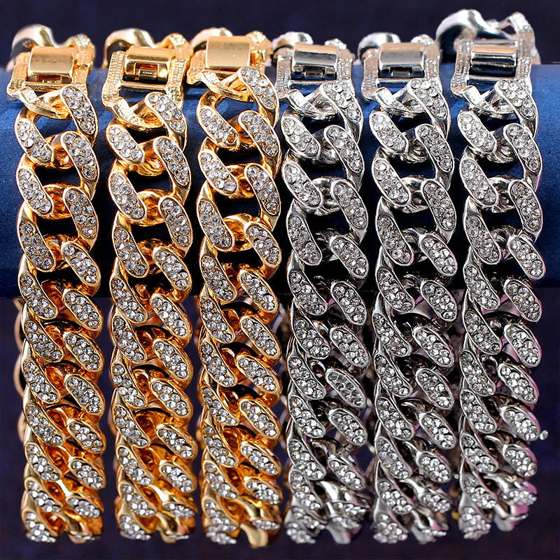 Luxury 12mm Iced Out Cuban Link Chain Bracelet Doba