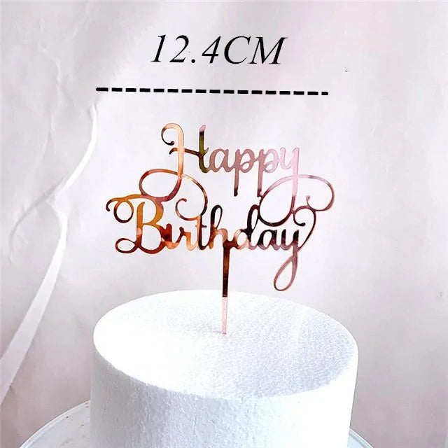 Golden "Happy Birthday" Acrylic Cake Topper Uniquely Yours Designs