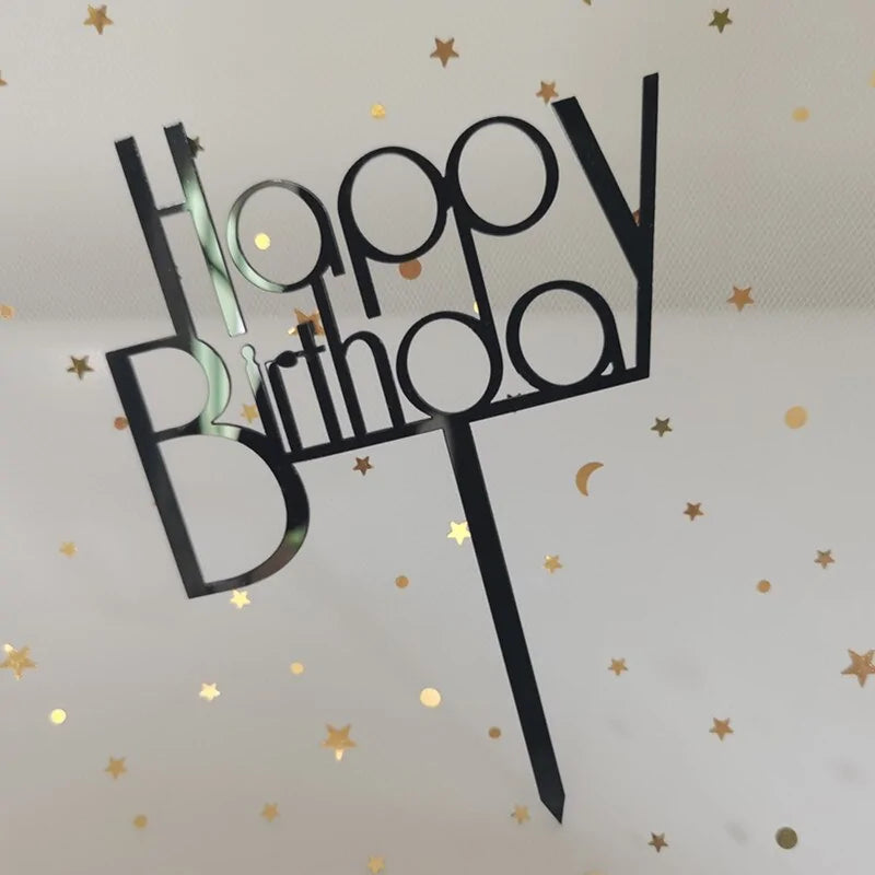 Golden "Happy Birthday" Acrylic Cake Topper Uniquely Yours Designs