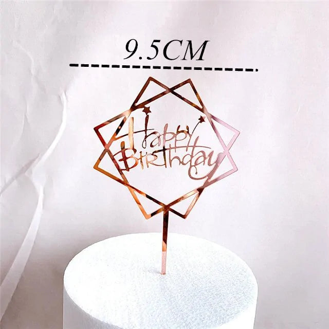 Golden "Happy Birthday" Acrylic Cake Topper Uniquely Yours Designs