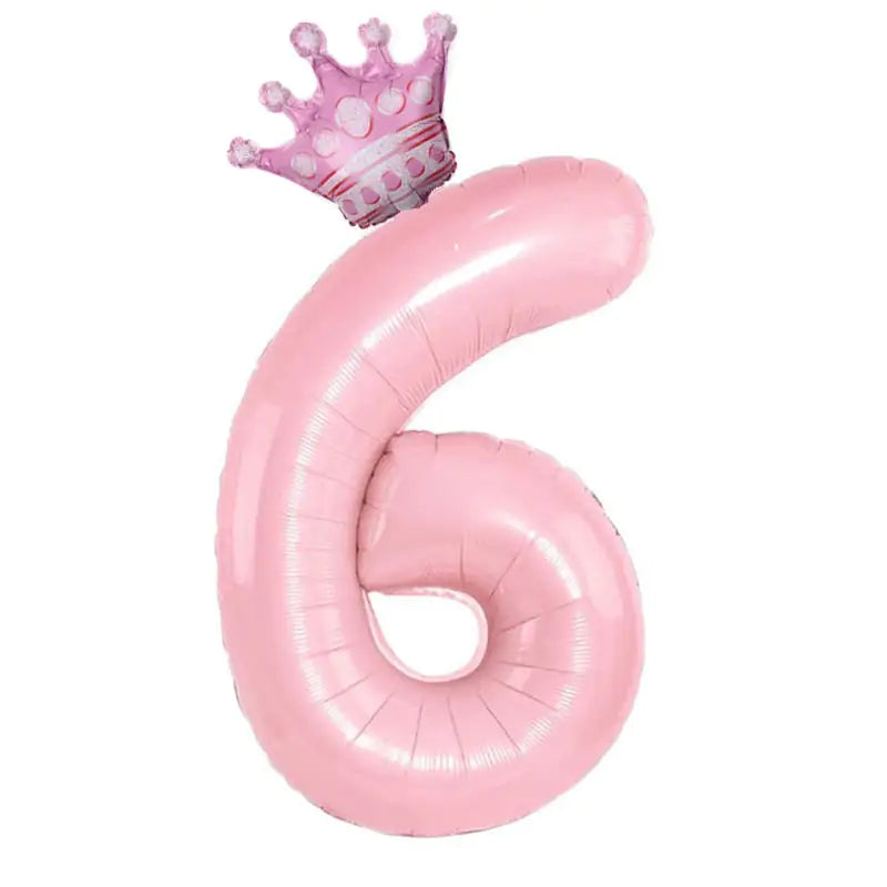 32inch Pastel Baby Blue Pink Foil Number Balloon With Crown 1 2 3 4 5 6 7  Birthday Party Baby Shower Wedding Decoration Uniquely Yours Designs