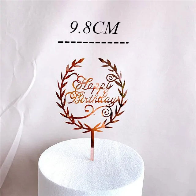 Golden "Happy Birthday" Acrylic Cake Topper Uniquely Yours Designs