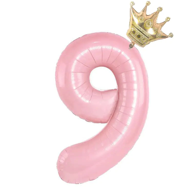 32inch Pastel Baby Blue Pink Foil Number Balloon With Crown 1 2 3 4 5 6 7  Birthday Party Baby Shower Wedding Decoration Uniquely Yours Designs